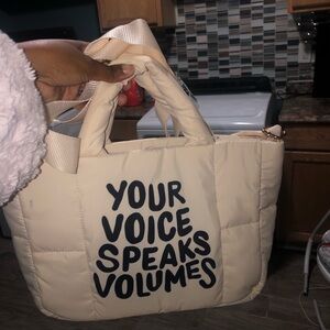 Cream Quilted Tote Bag